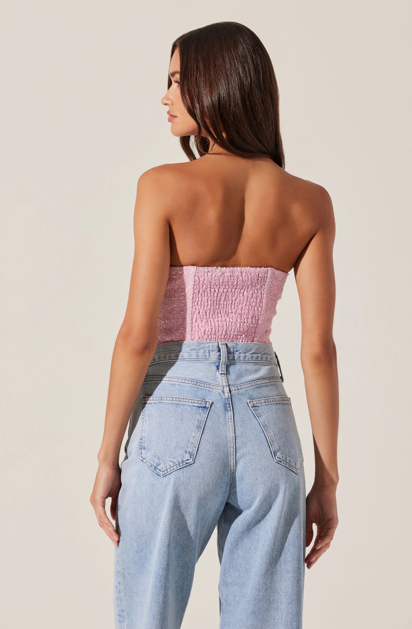 Indie Strapless Bustier Top Pink