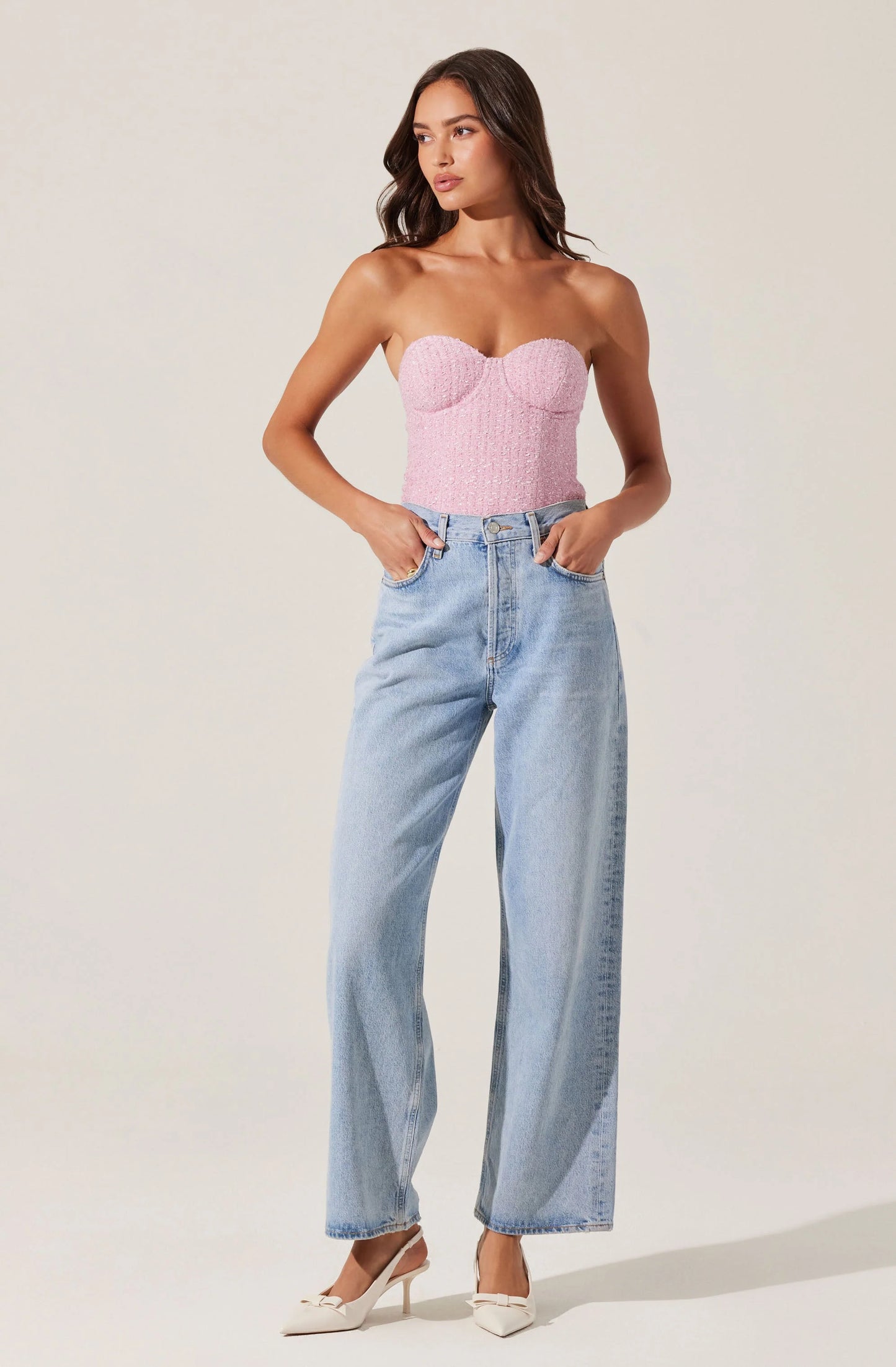 Indie Strapless Bustier Top Pink