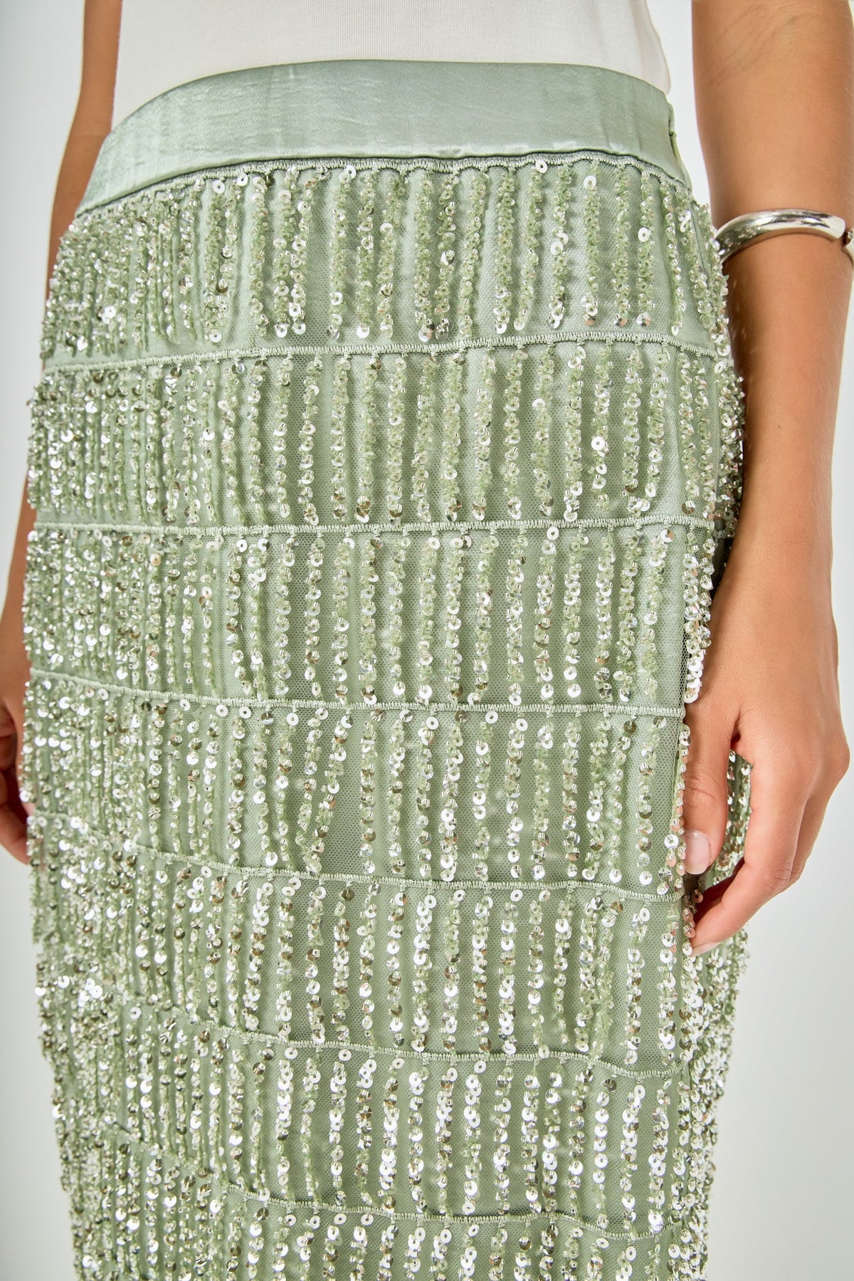 Graham Sequin Skirt Pistachio