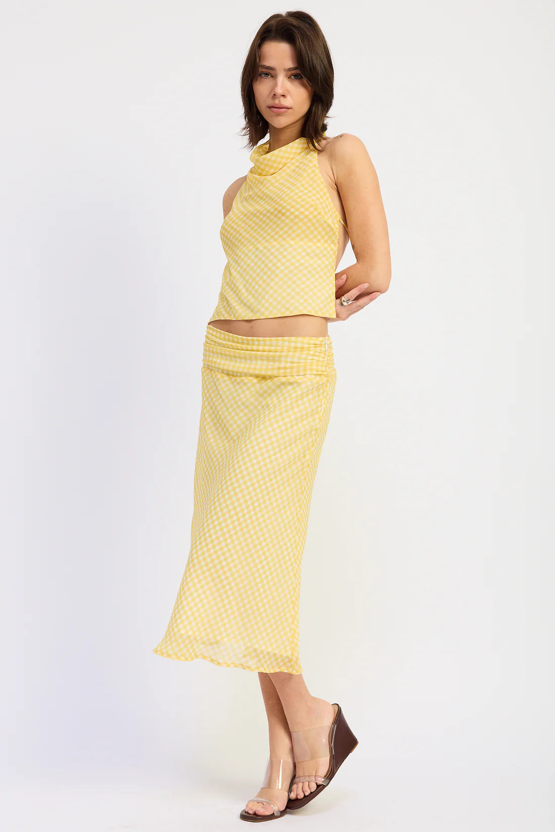Gingham Two Piece Set Yellow