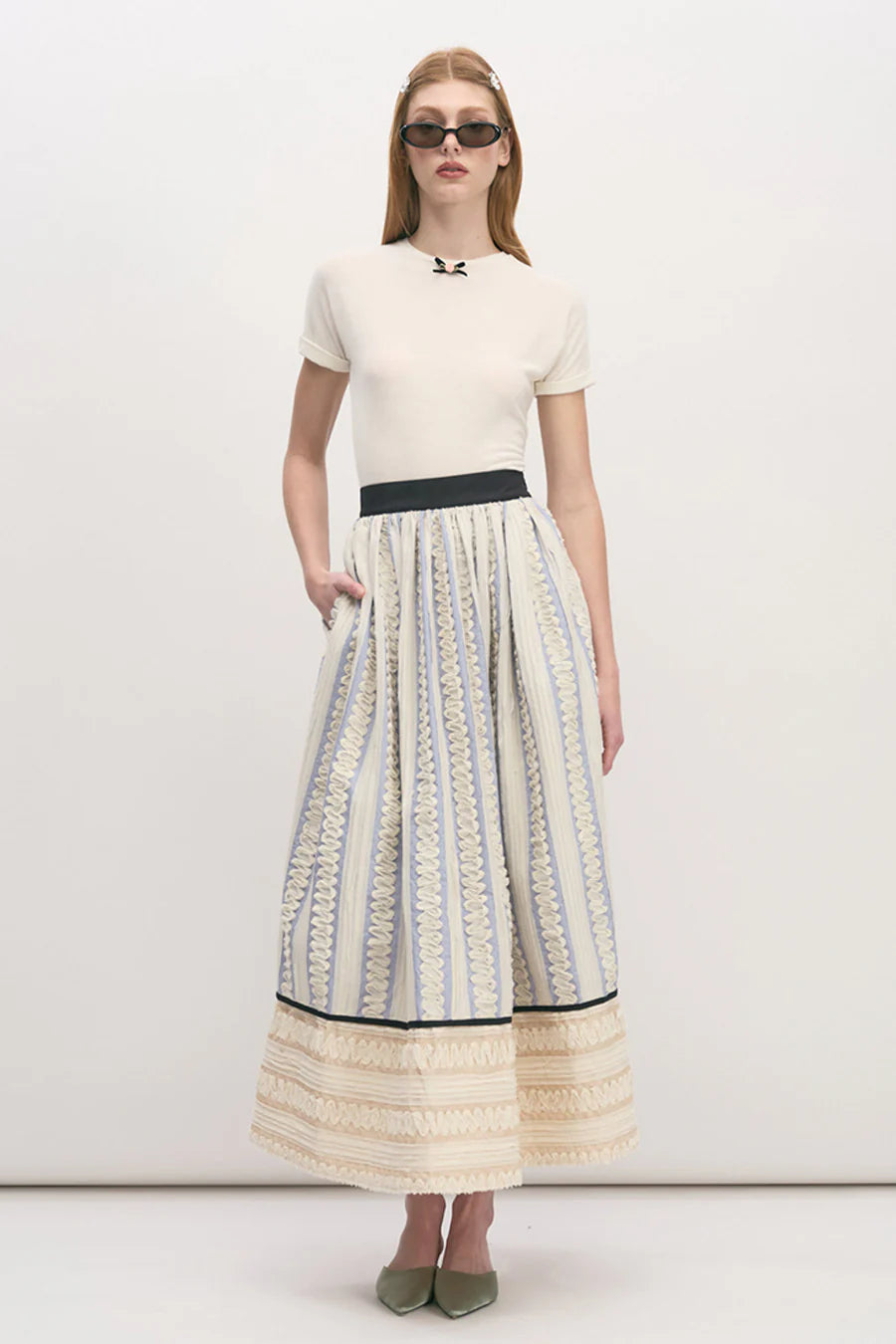 Alma Skirt Blue Stripe