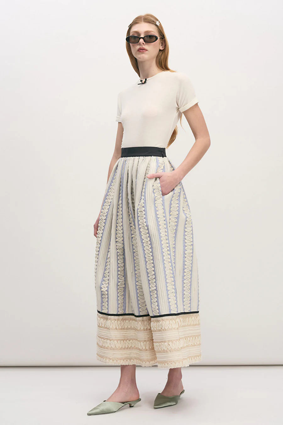 Alma Skirt Blue Stripe