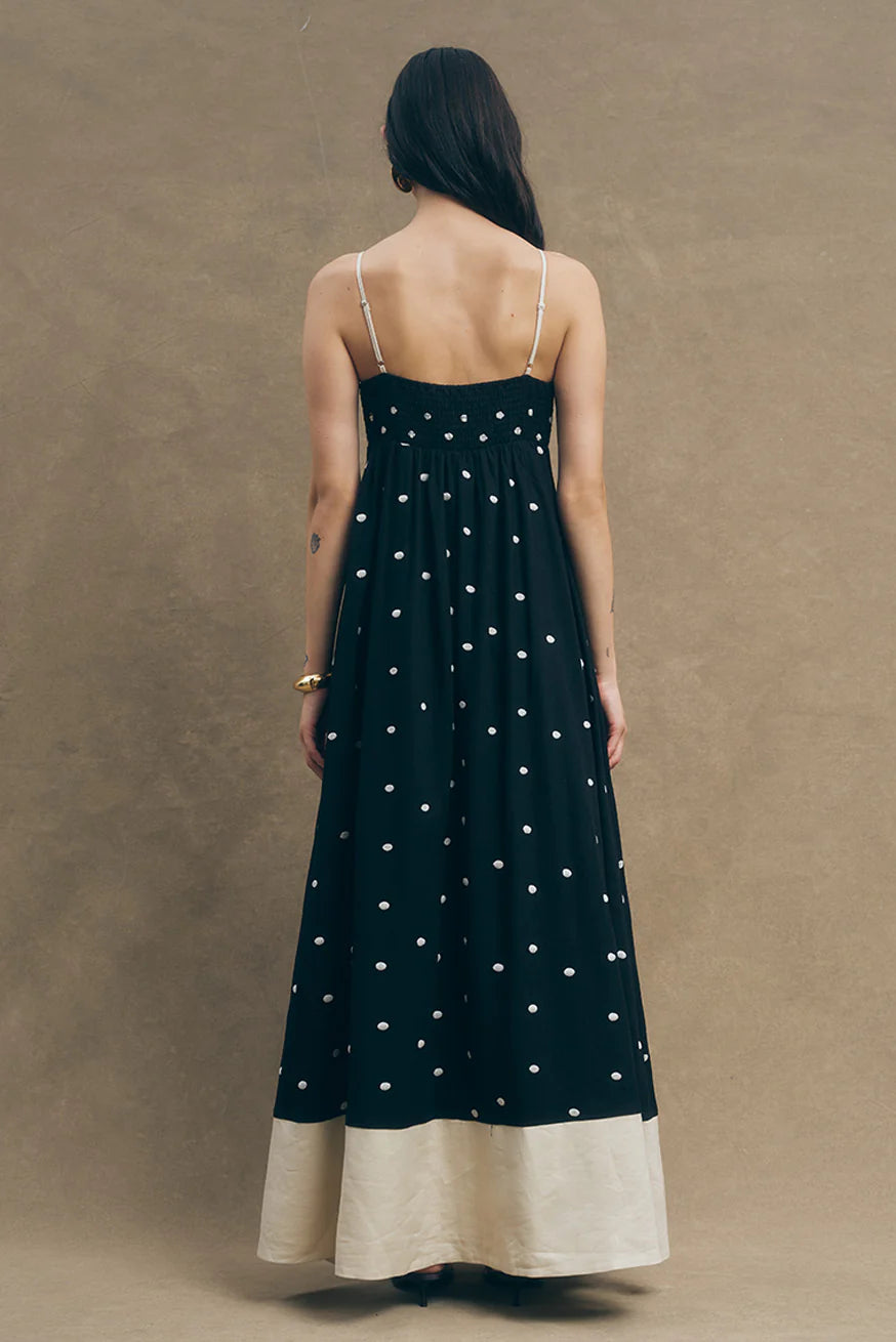 Linen Maxi Dress Black Sand