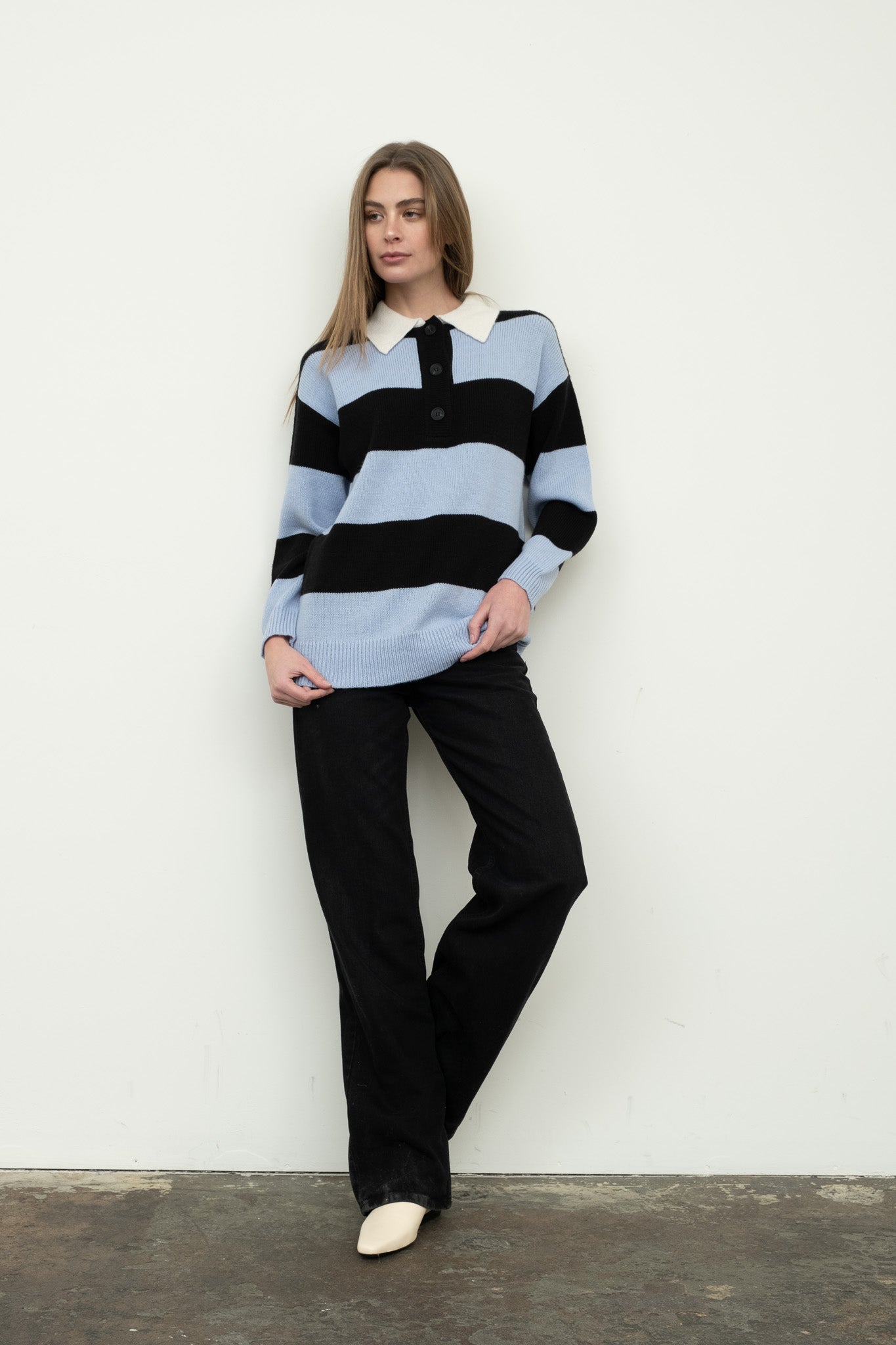 Ivey Polo Sweater Light Blue
