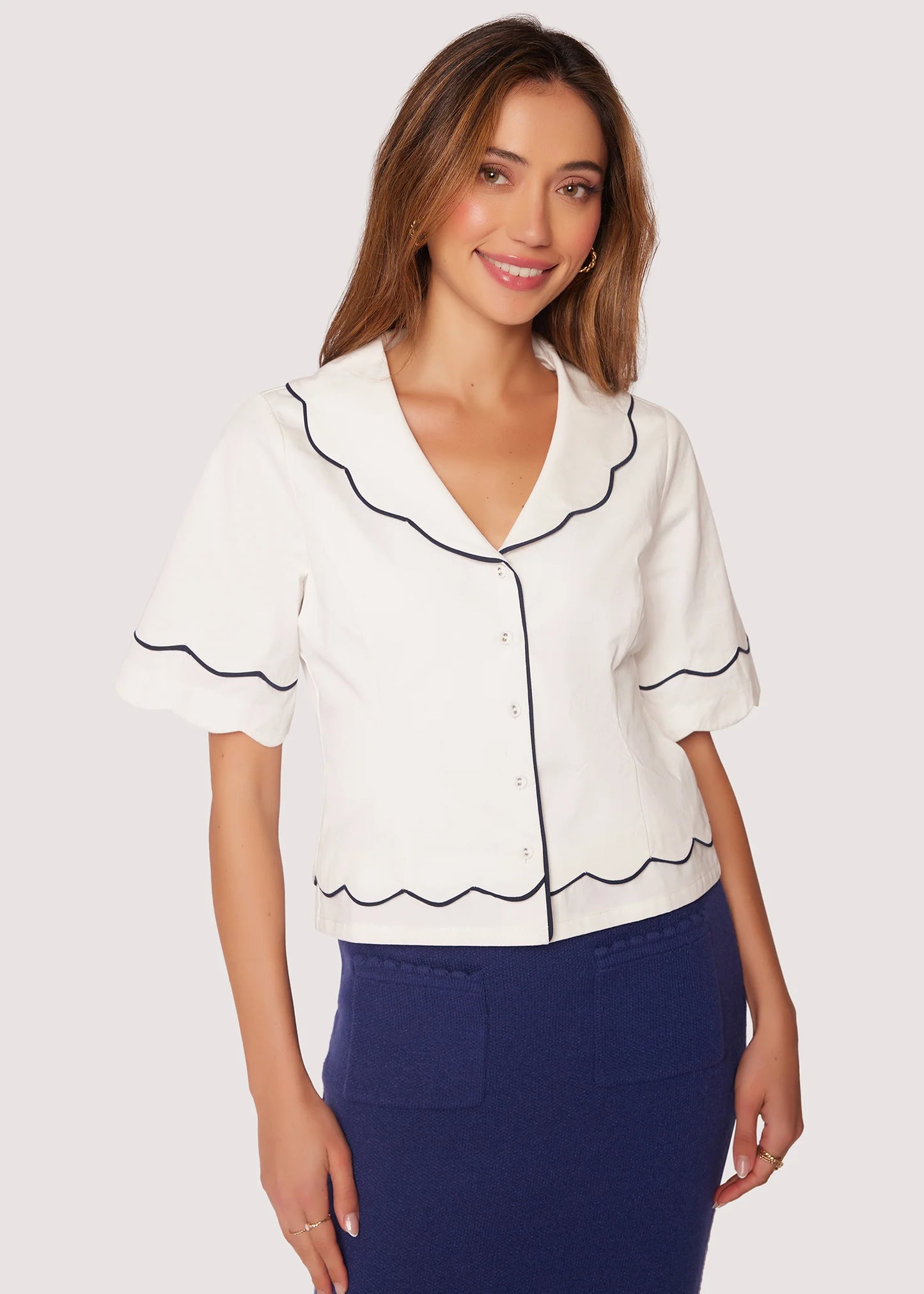 Zephyra Top - Off White Navy