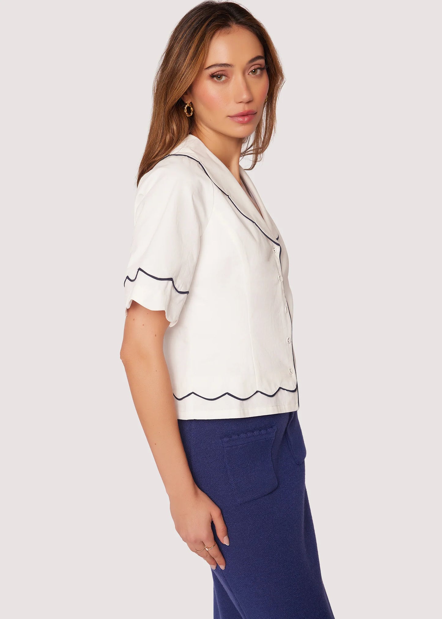 Zephyra Top - Off White Navy