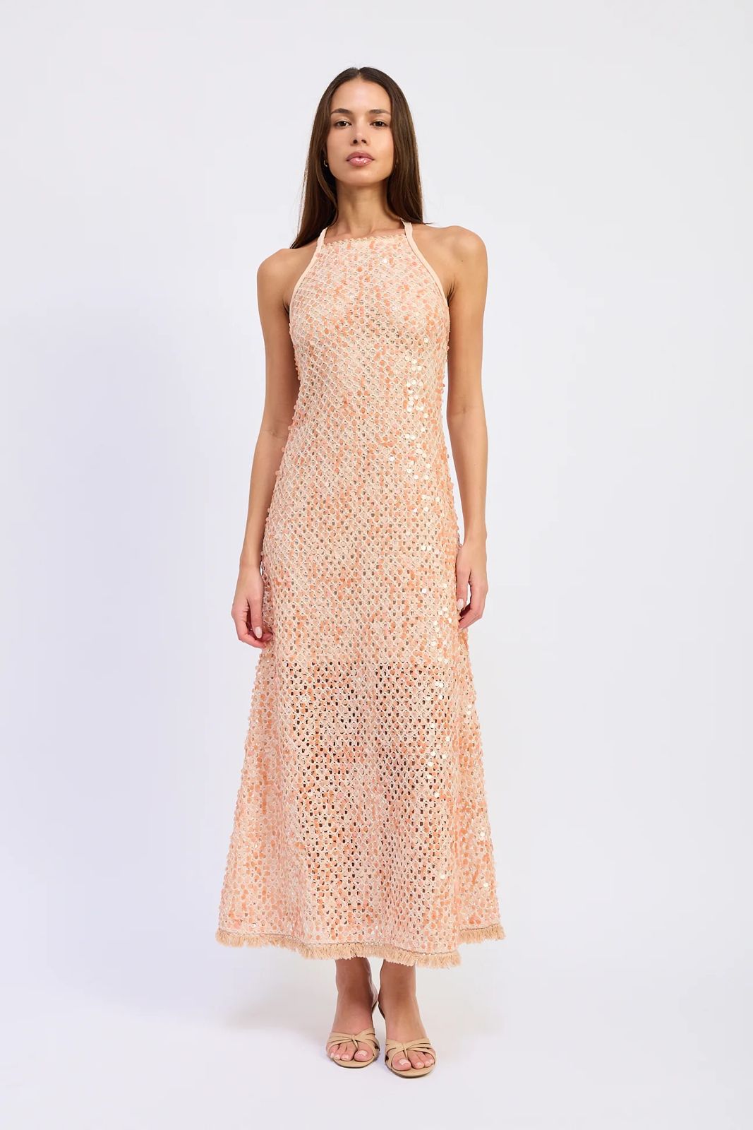 Adisson Sequin Dress Peach