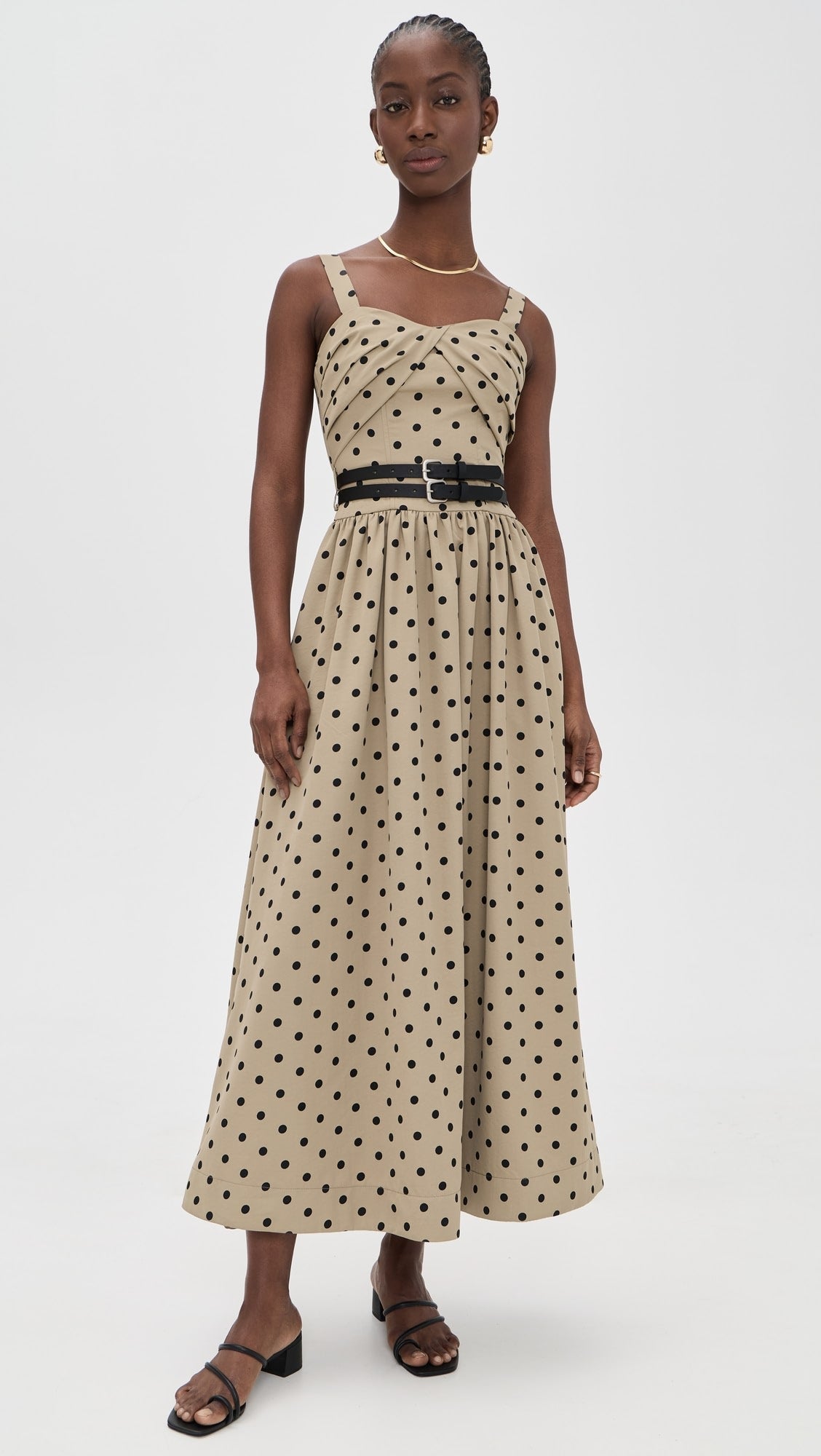 Adriana Midi Dress Tan Black