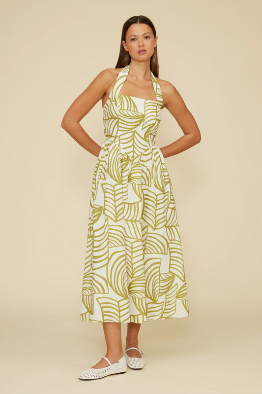 Kacey Halter Dress Ivory Green