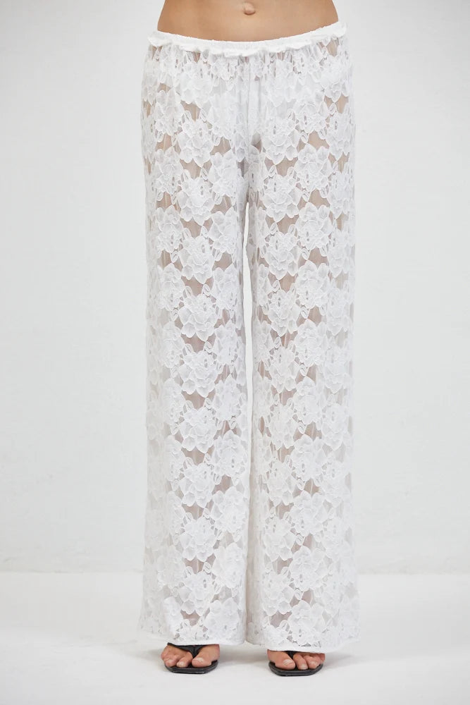 Chantilly Lace Pants White