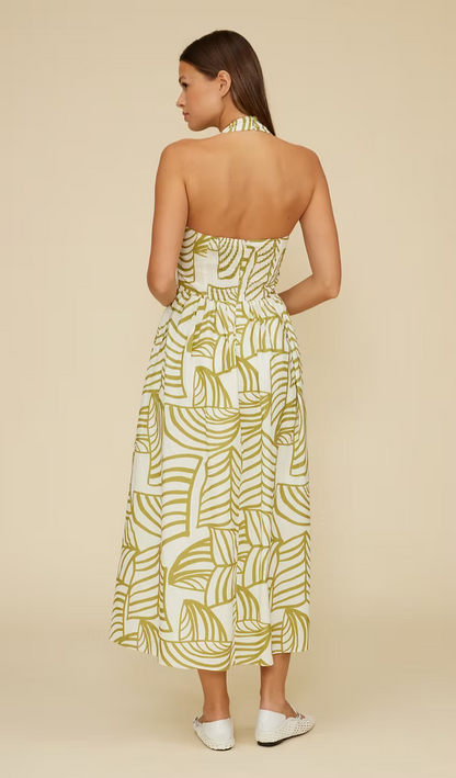 Kacey Halter Dress Ivory Green