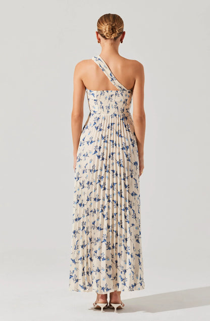 Rasya Dress Ivory Blue Floral