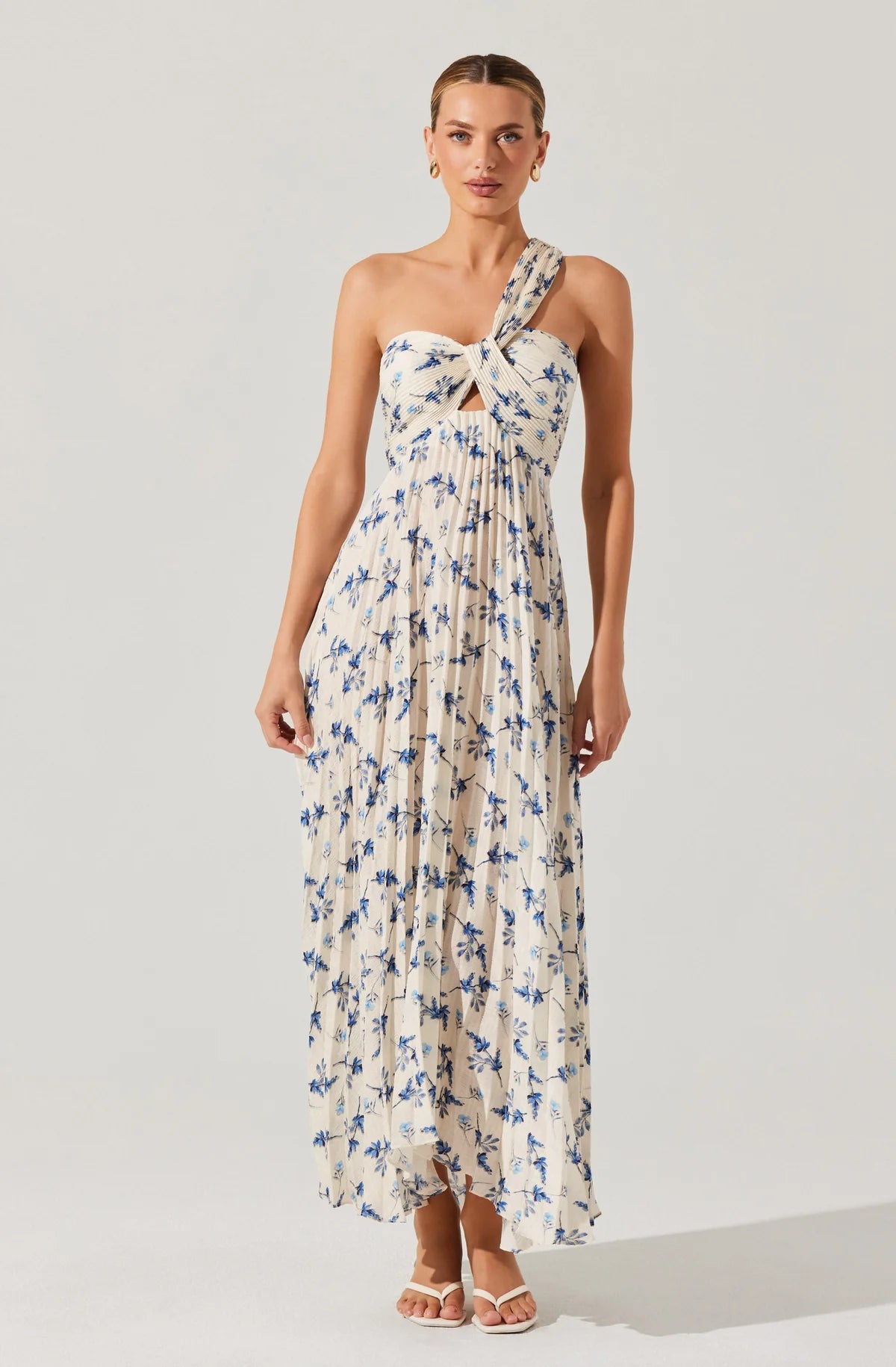 Rasya Dress Ivory Blue Floral