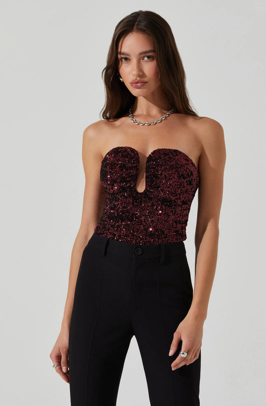 Stephanie Strapless Top Wine