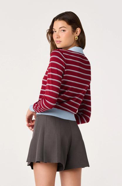 Flavia Cardigan Wine Blue Strip