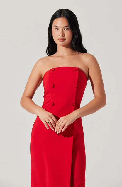 Roslin Strapless Dress Red