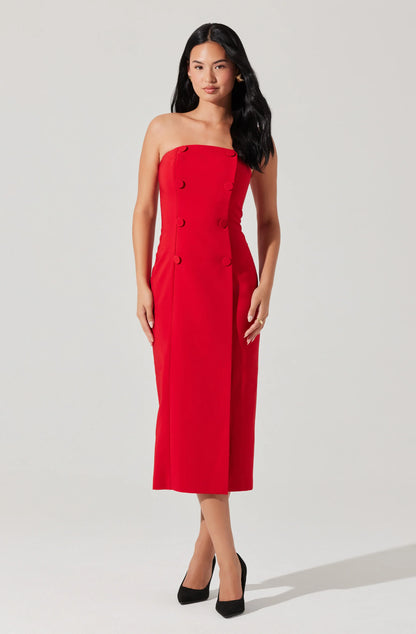 Roslin Strapless Dress Red