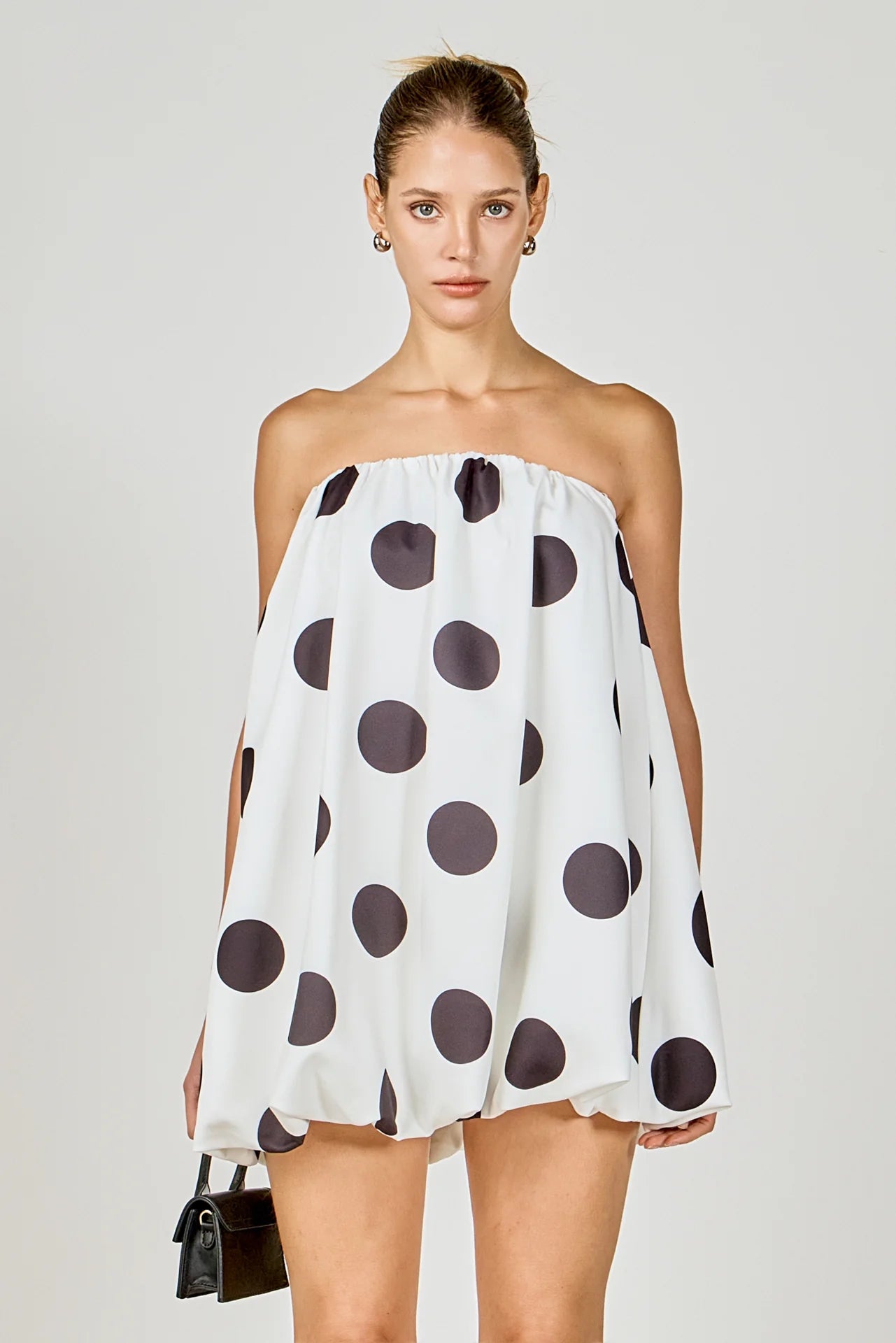 Velour Mini Dress White Black