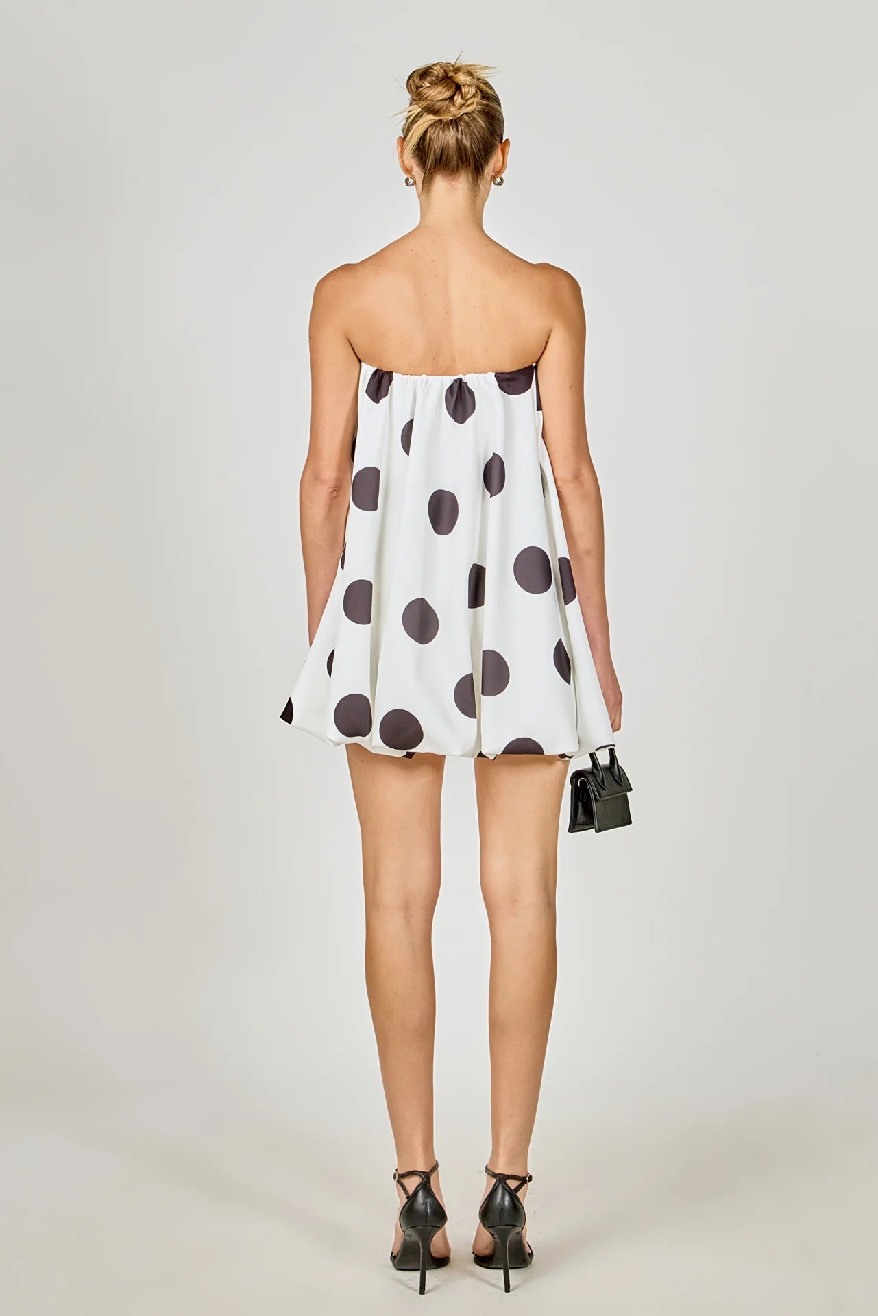 Velour Mini Dress White Black