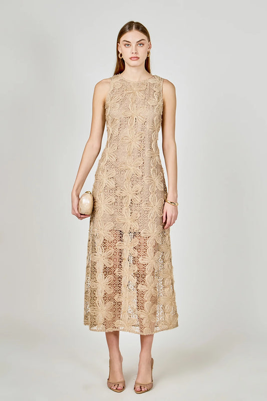 Lace Cami Maxi Dress Taupe