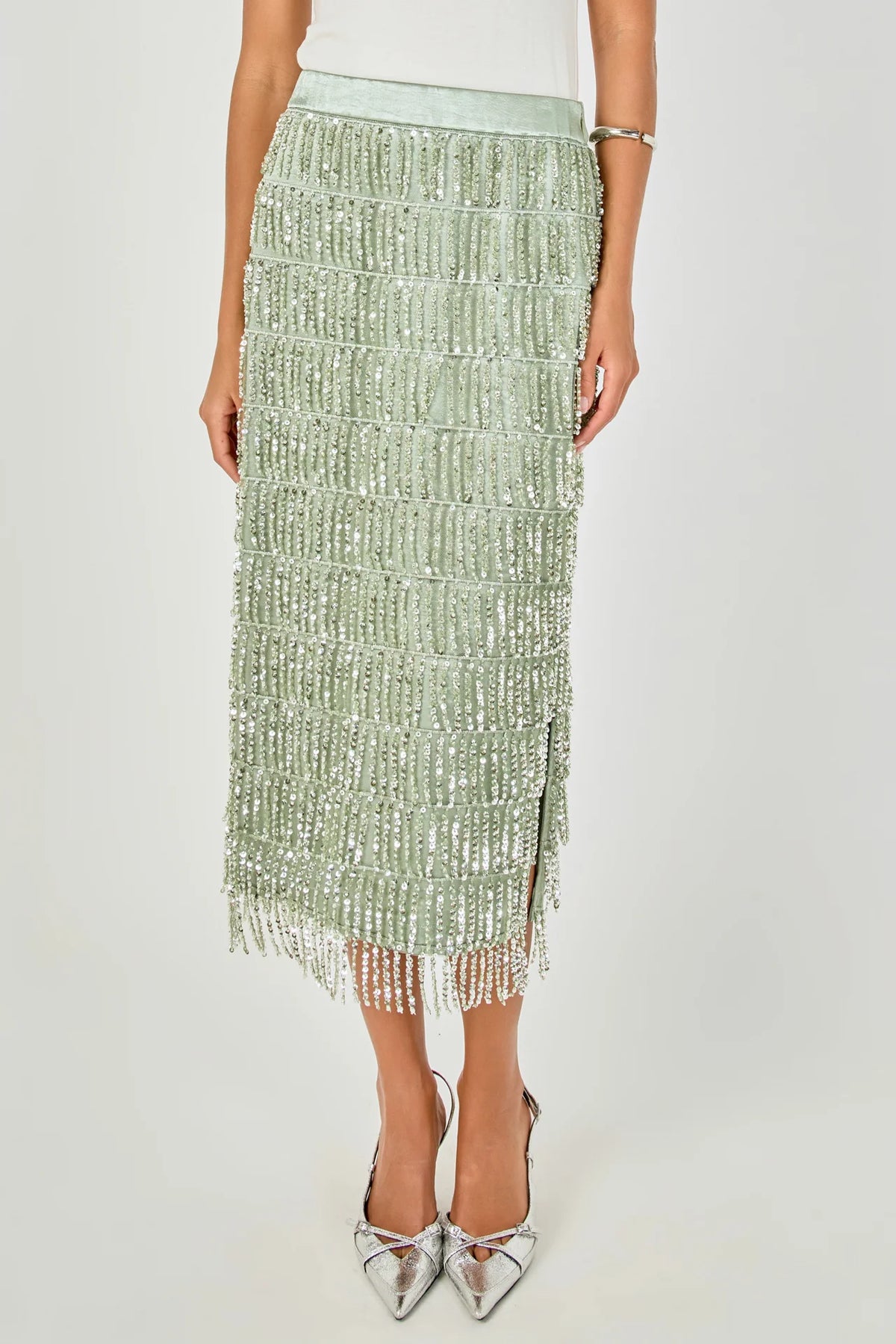 Graham Sequin Skirt Pistachio