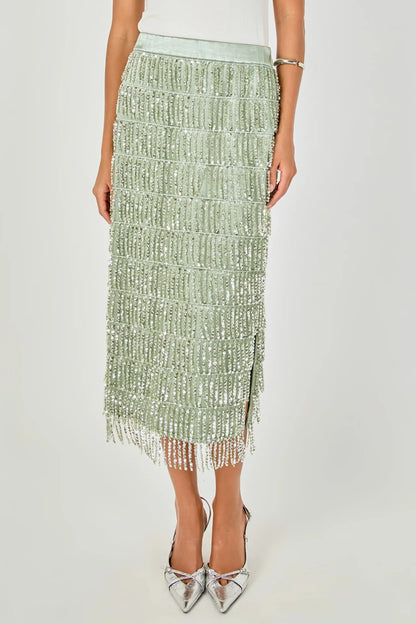 Graham Sequin Skirt Pistachio