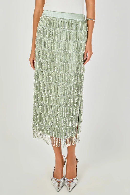 Graham Sequin Skirt Pistachio