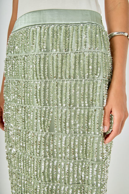 Graham Sequin Skirt Pistachio