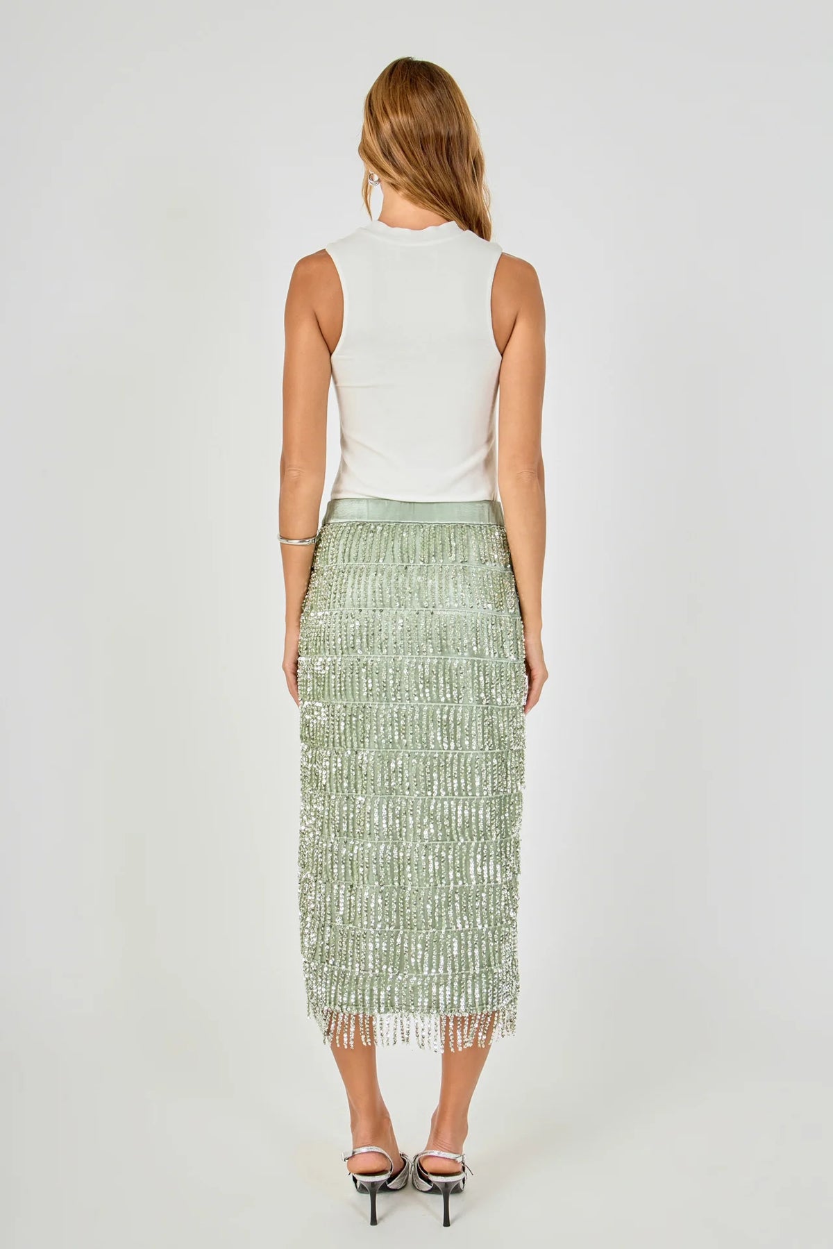 Graham Sequin Skirt Pistachio