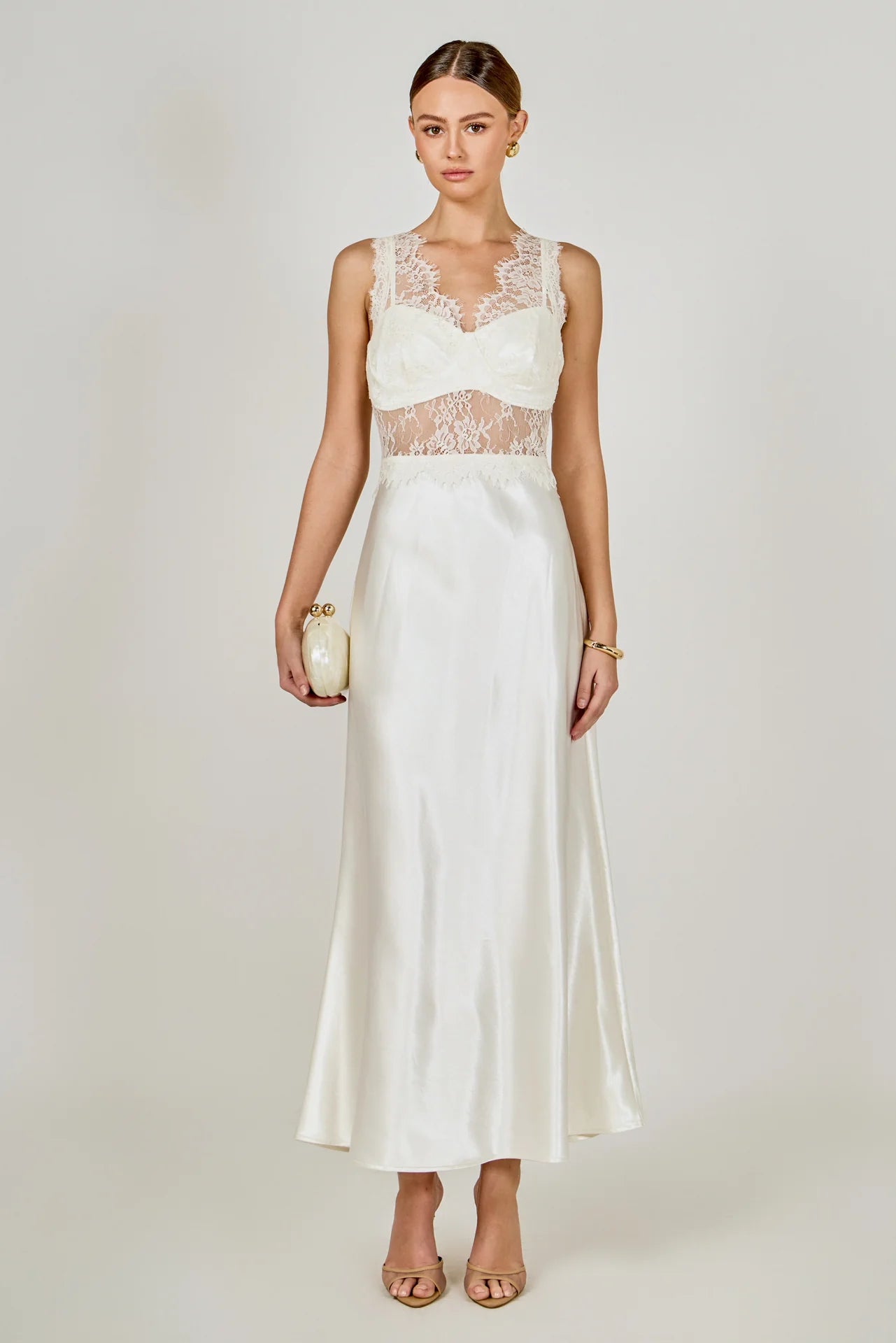 Carolyn Midi Dress Ivory