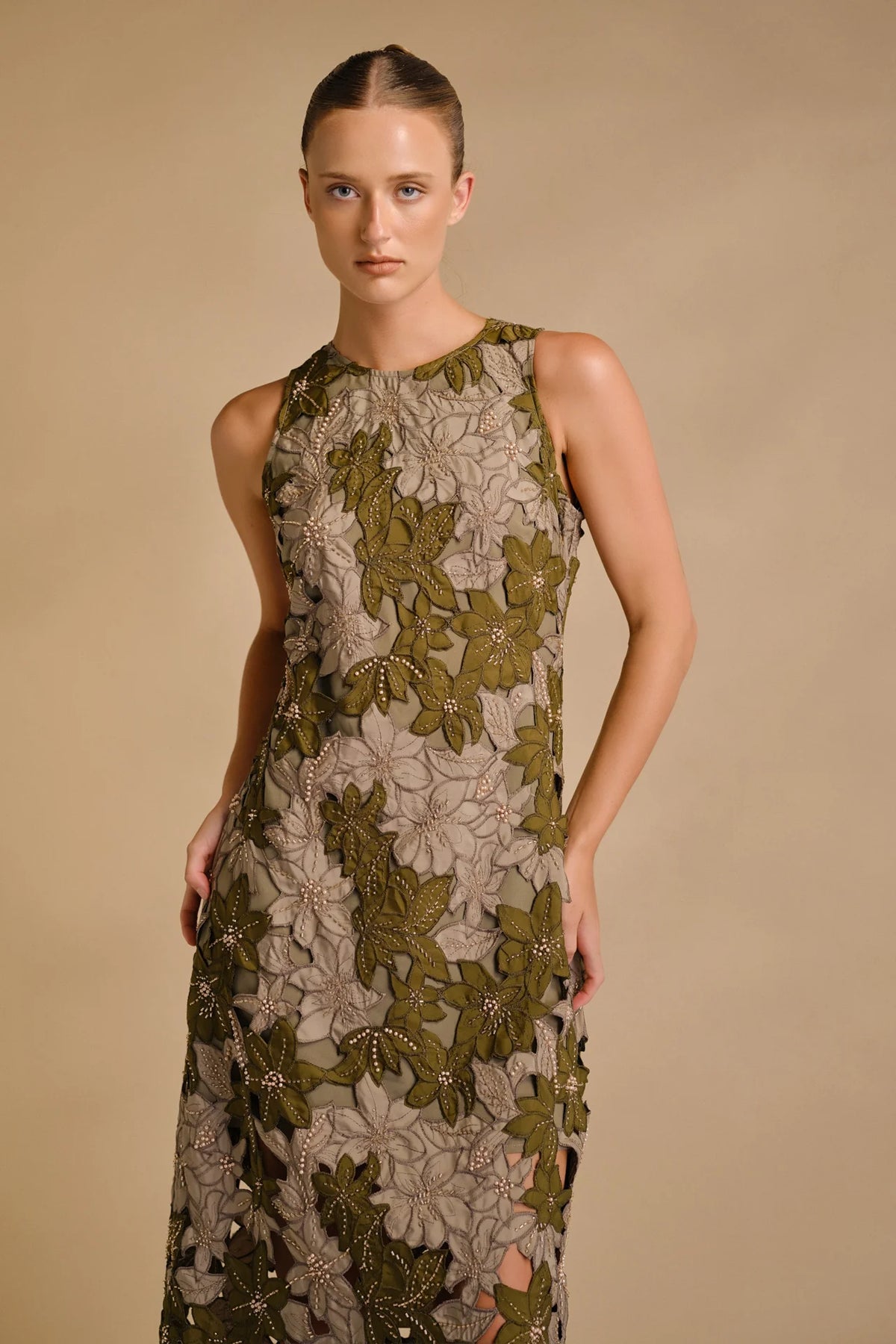 Tonnie Midi Dress Olive Multi