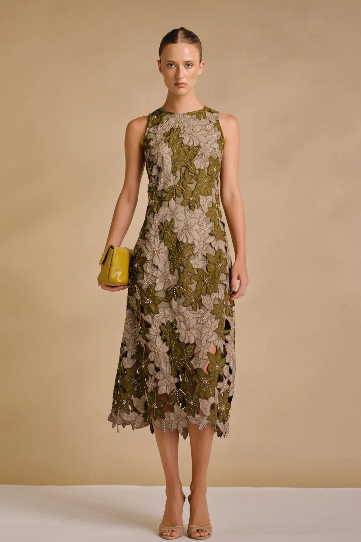 Tonnie Midi Dress Olive Multi