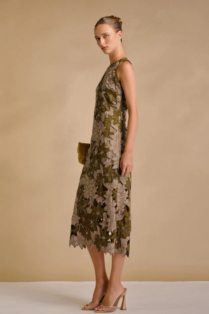Tonnie Midi Dress Olive Multi
