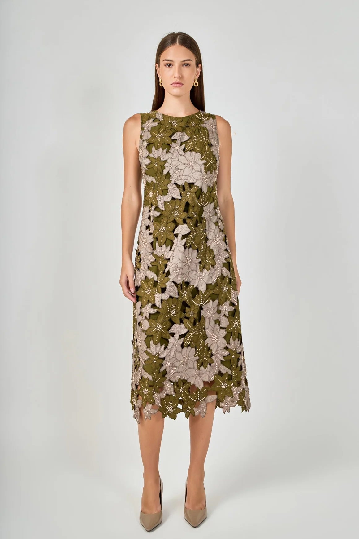 Tonnie Midi Dress Olive Multi