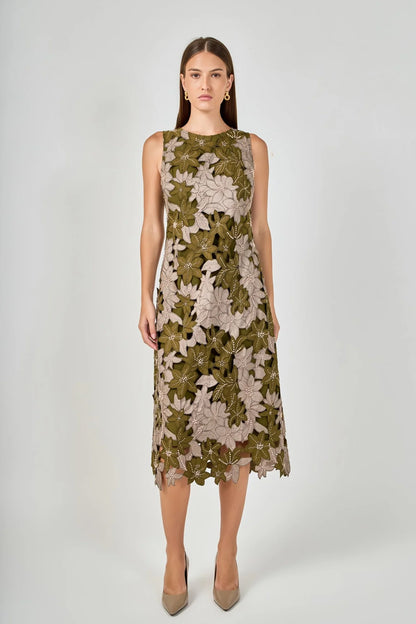 Tonnie Midi Dress Olive Multi