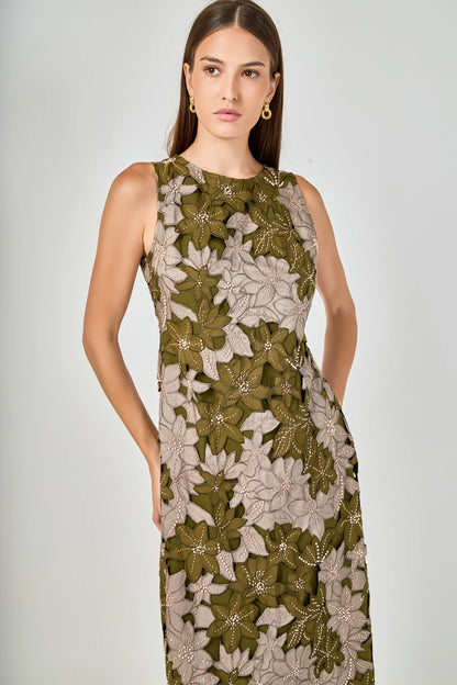 Tonnie Midi Dress Olive Multi