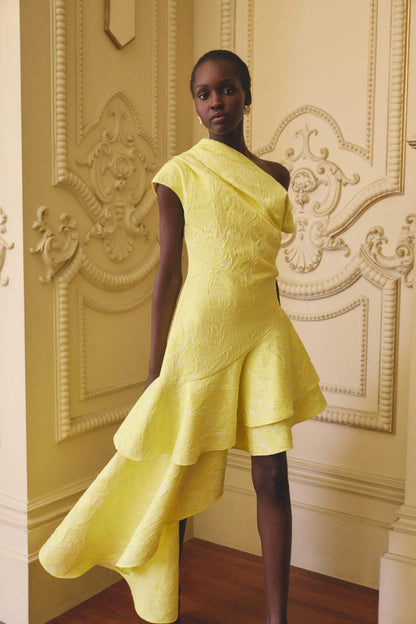 Luella One Shoulder Dress Yellow