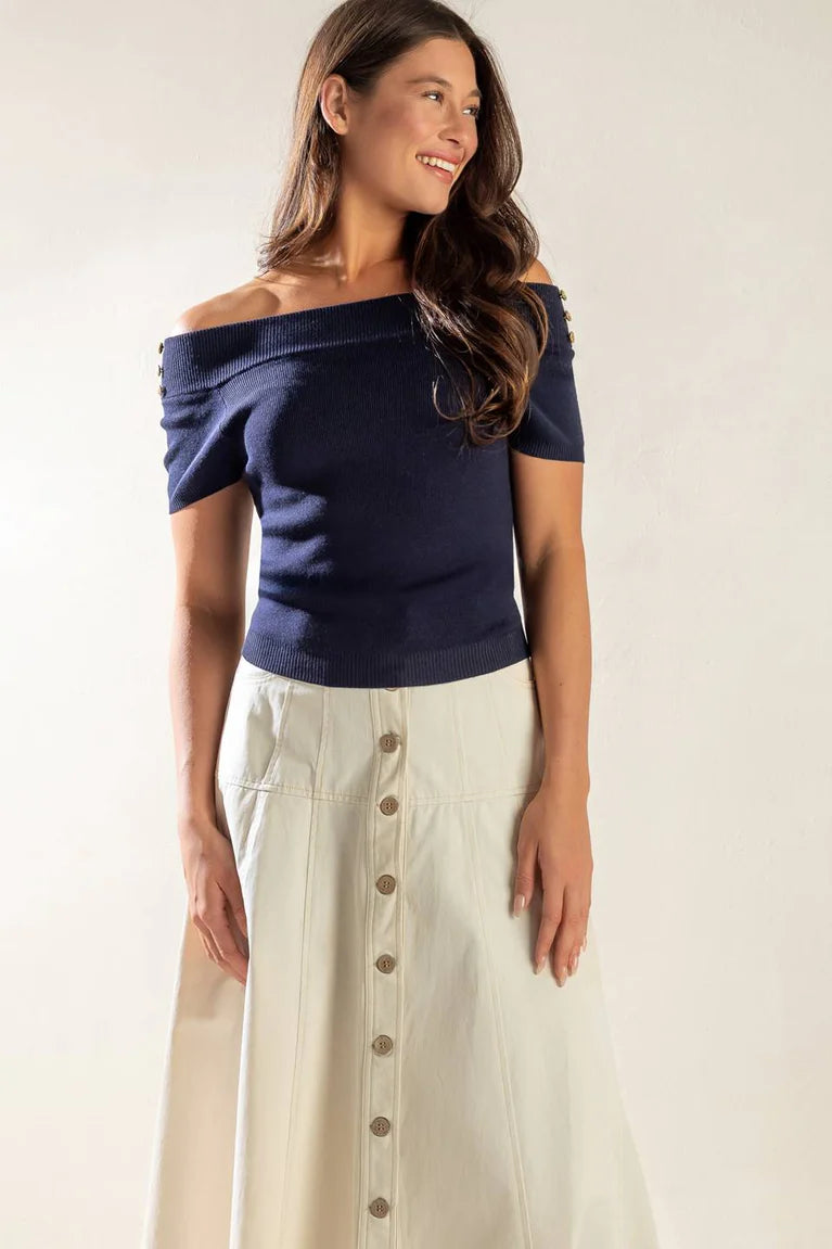 Gia Sweater Top Navy