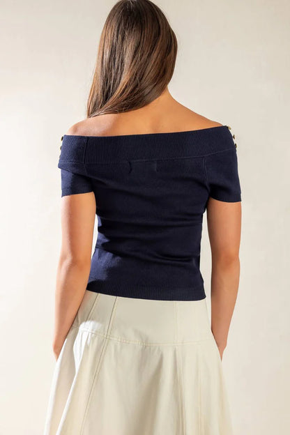 Gia Sweater Top Navy