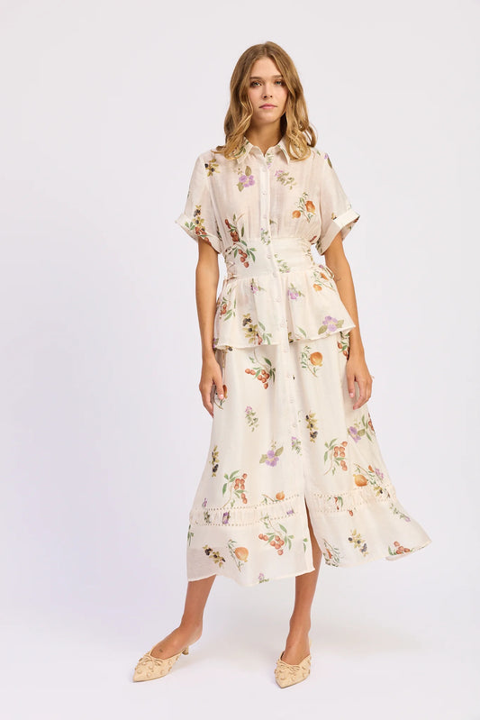 Mayah Midi Dress Ivory Multi