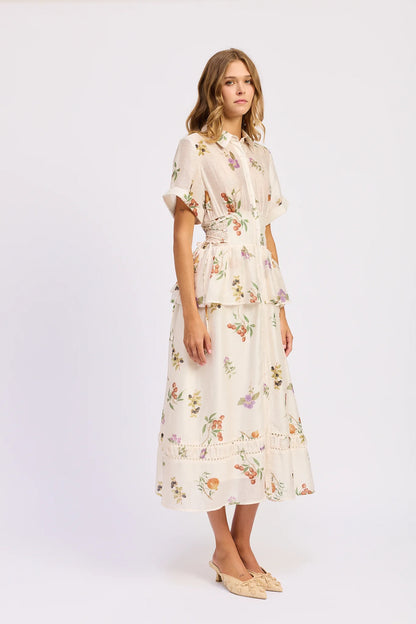Venica Midi Dress Ivory Multi