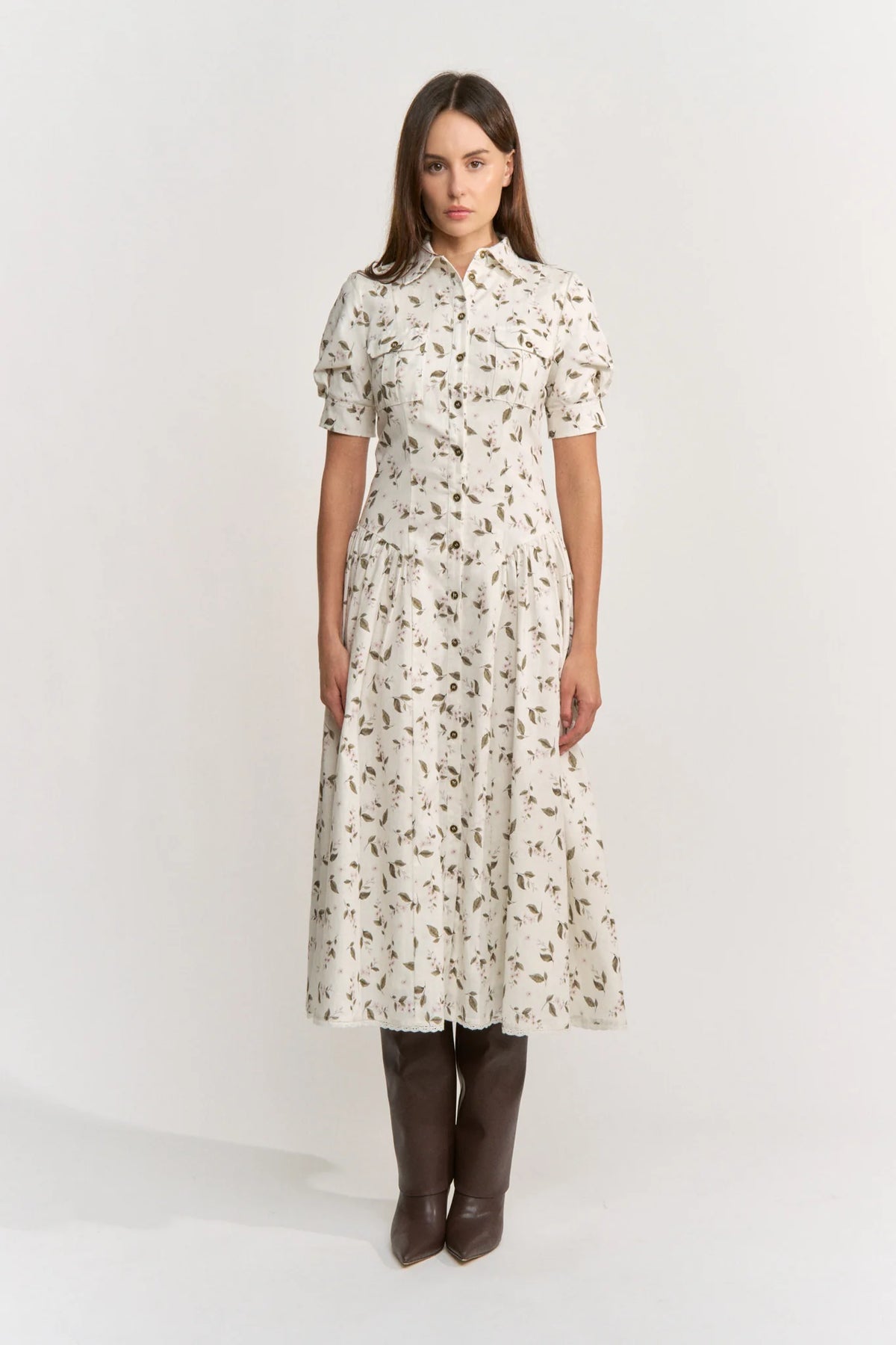 Laia Midi Dress Ivory Olive