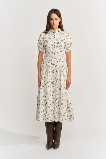 Laia Midi Dress Ivory Olive