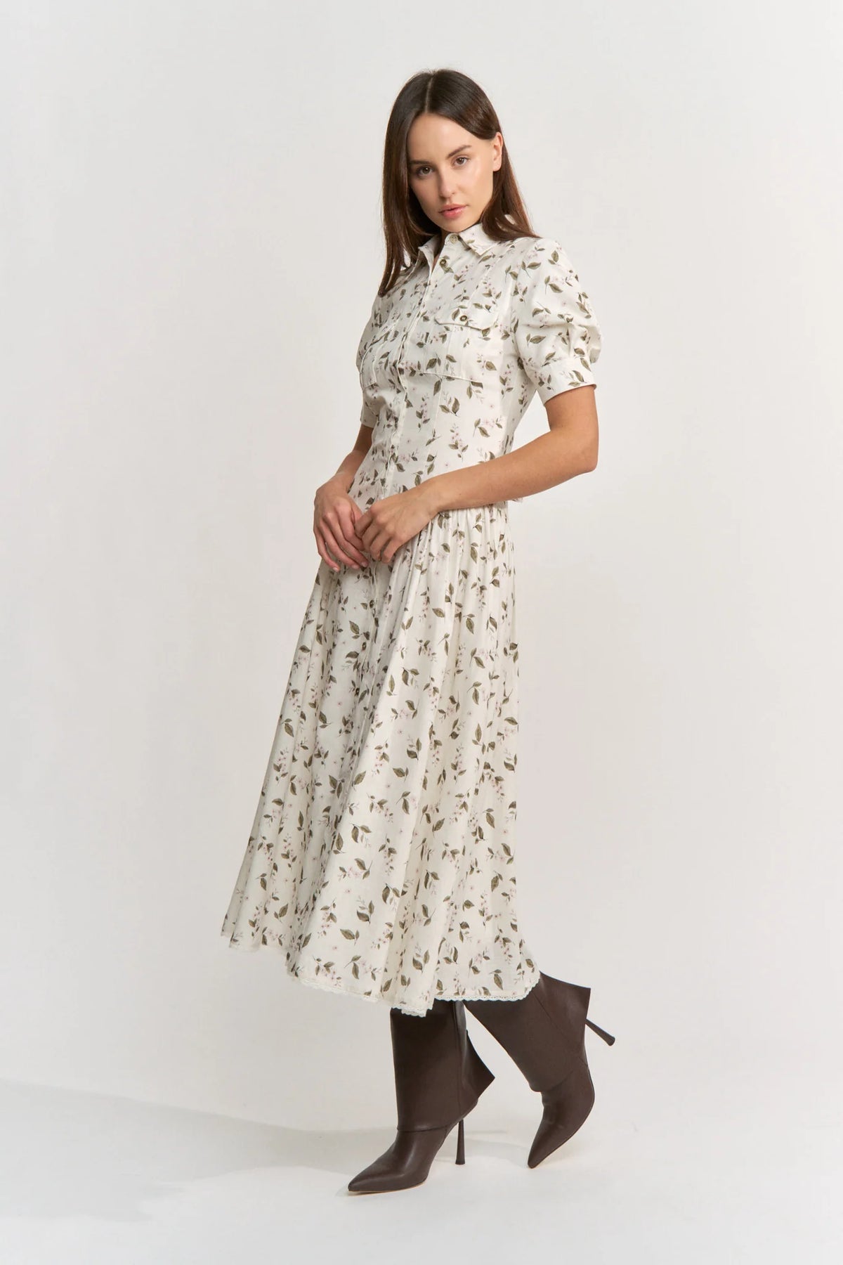 Laia Midi Dress Ivory Olive