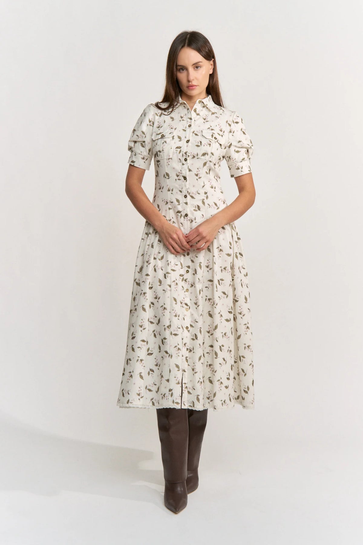 Laia Midi Dress Ivory Olive