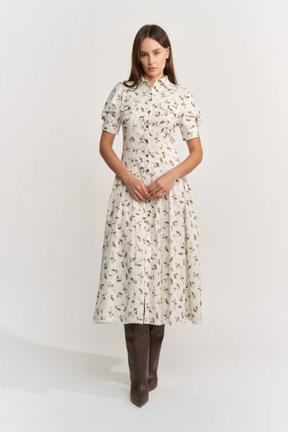 Laia Midi Dress Ivory Olive