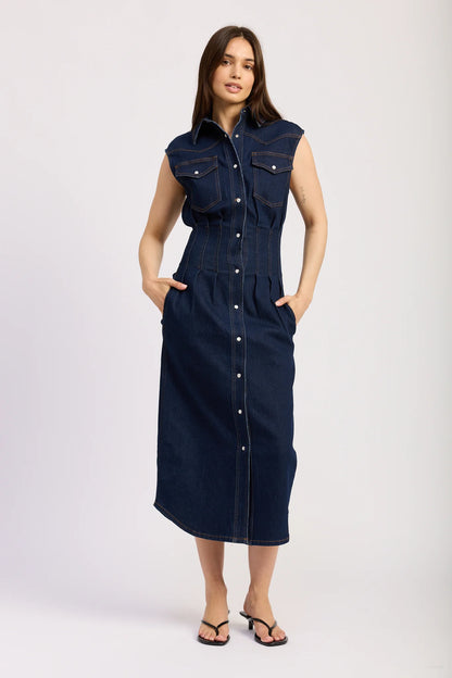 Karoline Midi Dress Indigo