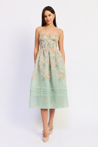 Lea Midi Dress Sage Floral