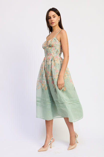 Lea Midi Dress Sage Floral