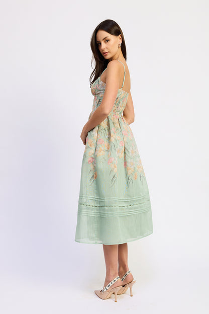Lea Midi Dress Sage Floral